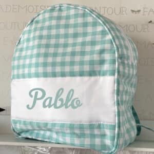 Mochila | 💚 Cuadritos verde agua